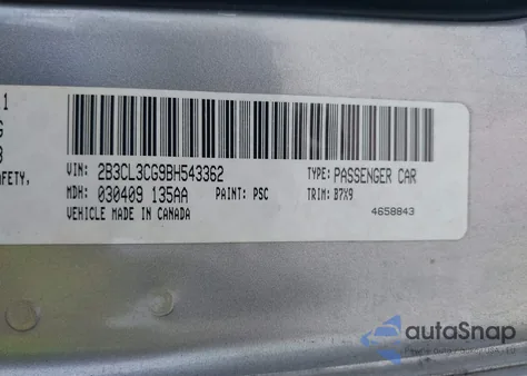 2011 Dodge Charger from USA, damaged, VIN 2B3CL3CG9BH543362